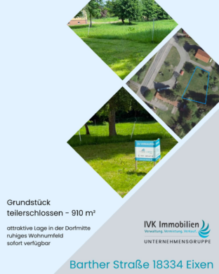 910 m² Baugrundstück in Eixen | Baulücke im Innenbereich | Dorfmitte | Bau-Turbo möglich,  Barther Straße , 18334 Eixen, Grundstück